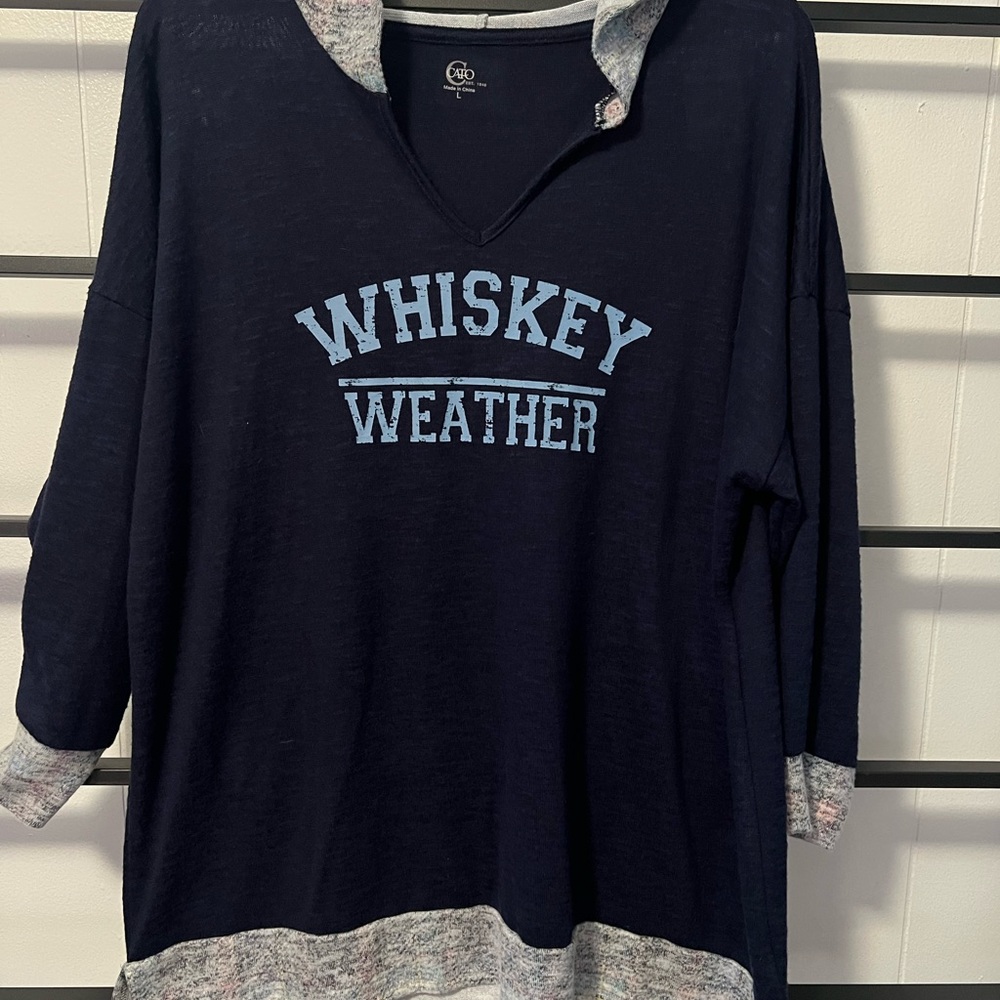 NWT Women’s Large, CATO, 3/4 Sleeve Hooded Pullover, Whiskey Weather, G20